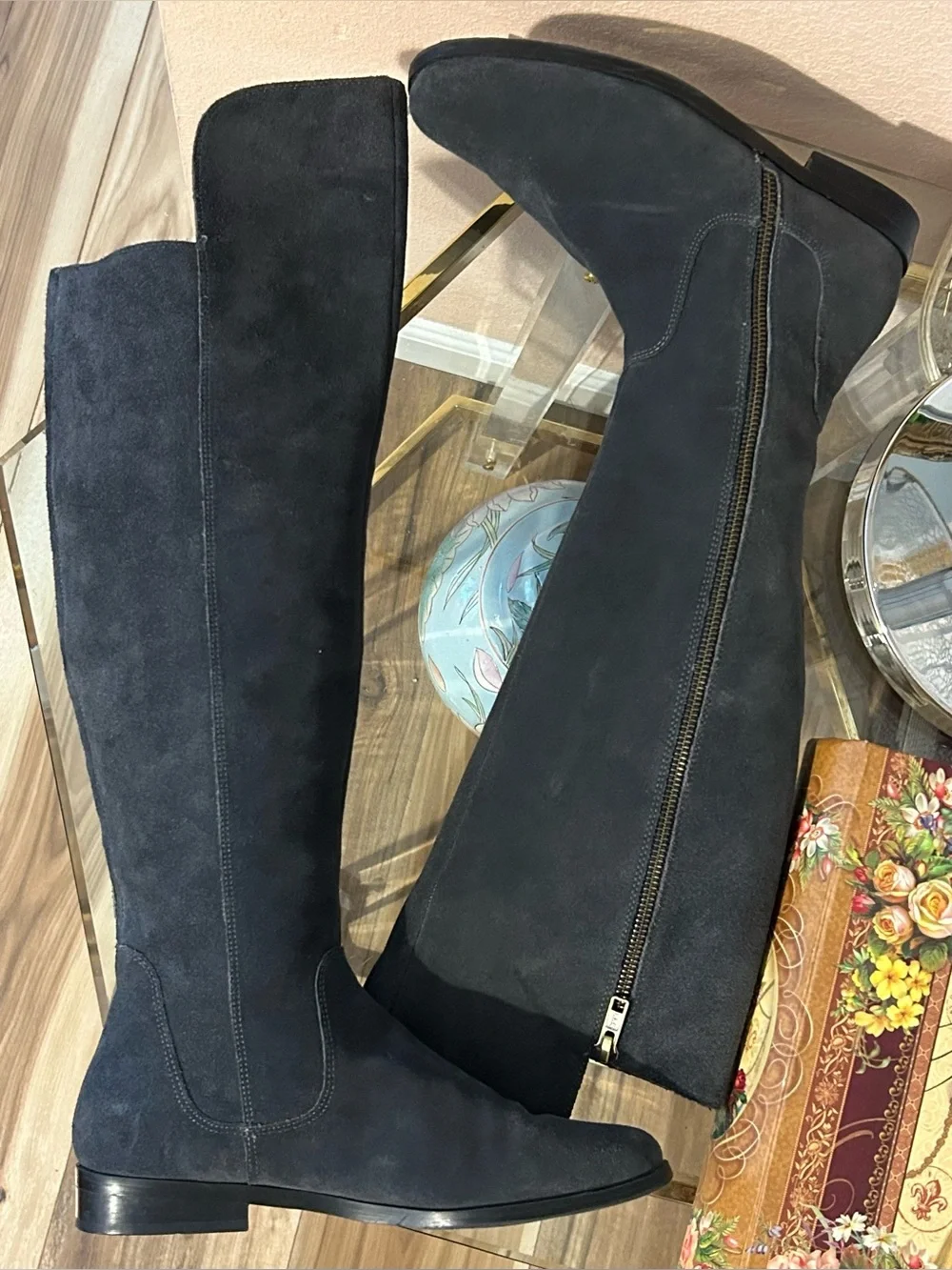 Corso Como Suede Over-the-Knee Zip Boots Size 6